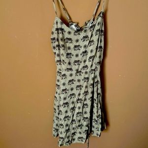 Green dress with black elephant print